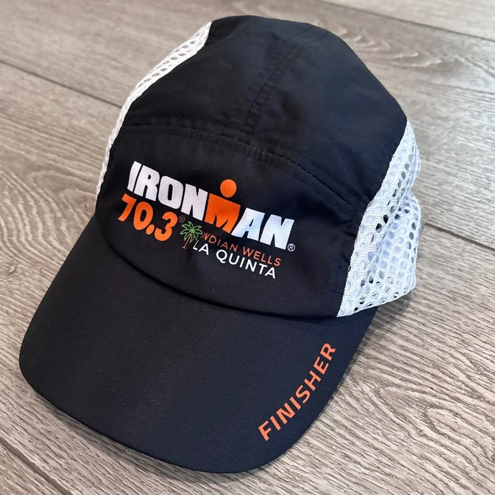 Ironman 70.3 Indian Wells Hat Unisex Black White Mesh Finisher Cap Boco Gear